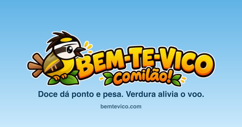 Arte do Bem-te-vico Comilão com o passarinho e o nome do jogo.